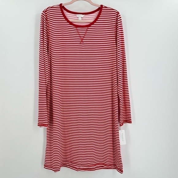 Charter Club Other - Charter Club Intimates NWT Candy Red Stripe SOFT Long Sleeve Sleep Shirt Sz Lg